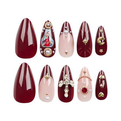Europe and the United States popular nail art  cross flash diamond explosion flash wearable  finished product wholesale star and moon ｜365nails