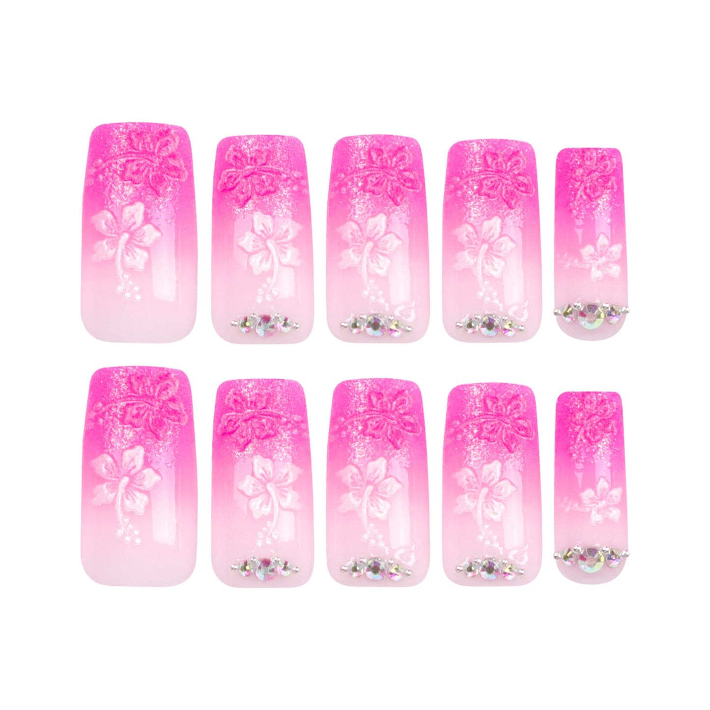 Mudança gradual rosa para unhas, desgaste de unhas de outono, novo remendo de unha, pedaço de unha tridimensional, pétala ｜365nails
