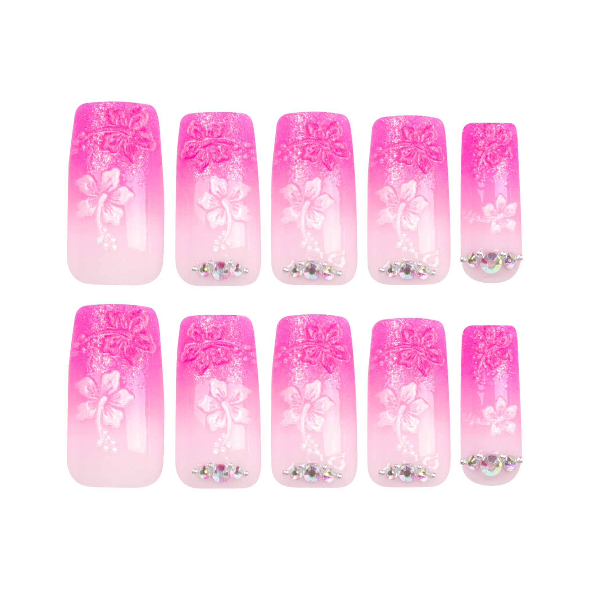 Uñas con cambio gradual en rosa, para otoño, con parche, pieza tridimensional de pétalos ｜365nails
