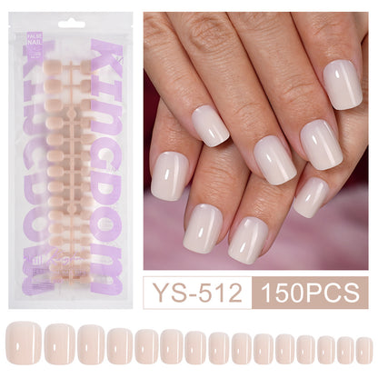 Nail Tips Hot-selling solid color press on nails fake nail short square nail art simple nude work in progress 150 pieces