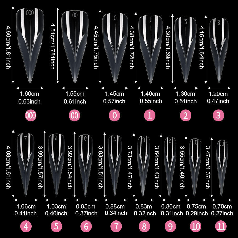 Nail Tips Eagle Claw Nail Mold Nail Extension Quick Extension Phototherapy Nail, Paper Free Tray 140 Pieces Boxed Transparent Crystal Nail Film