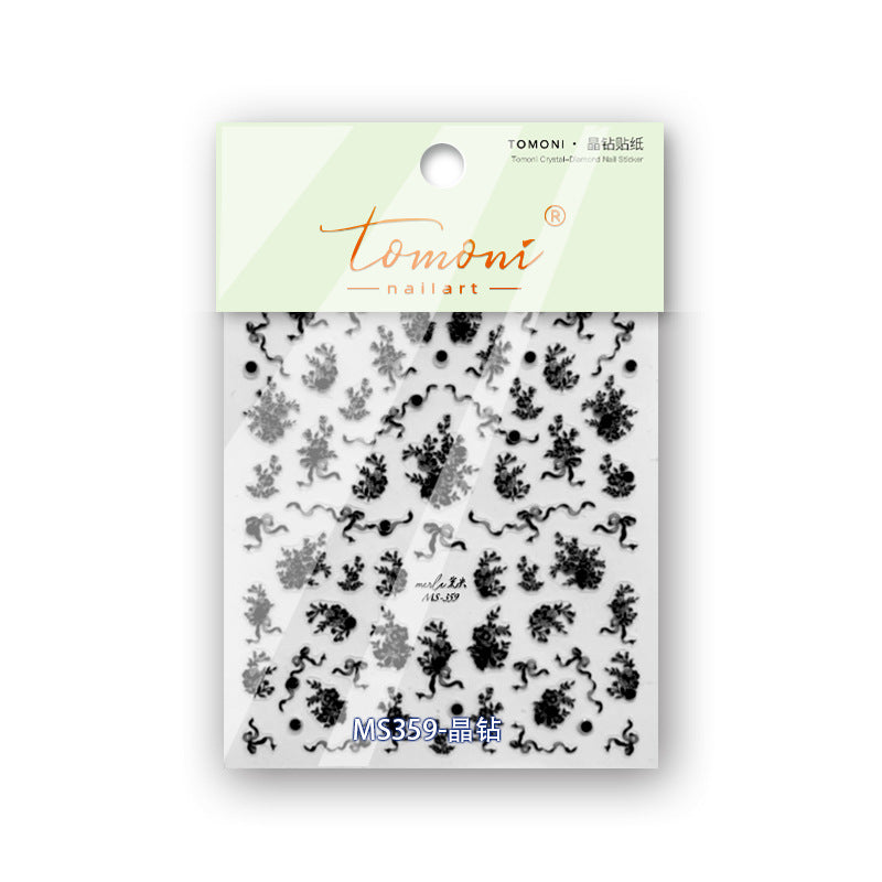 Bridal Floral: "White Crystal Emboss" – 3D Embossed Nail Sticker