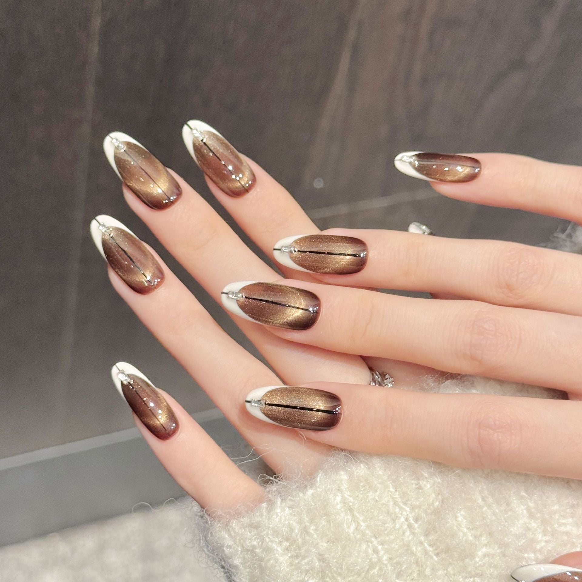 Caramel Brown Cat Eye Press On Nails