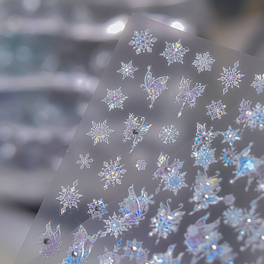 365nails: "Iridescent Blue Snowflake & Butterfly" – nail art stickers