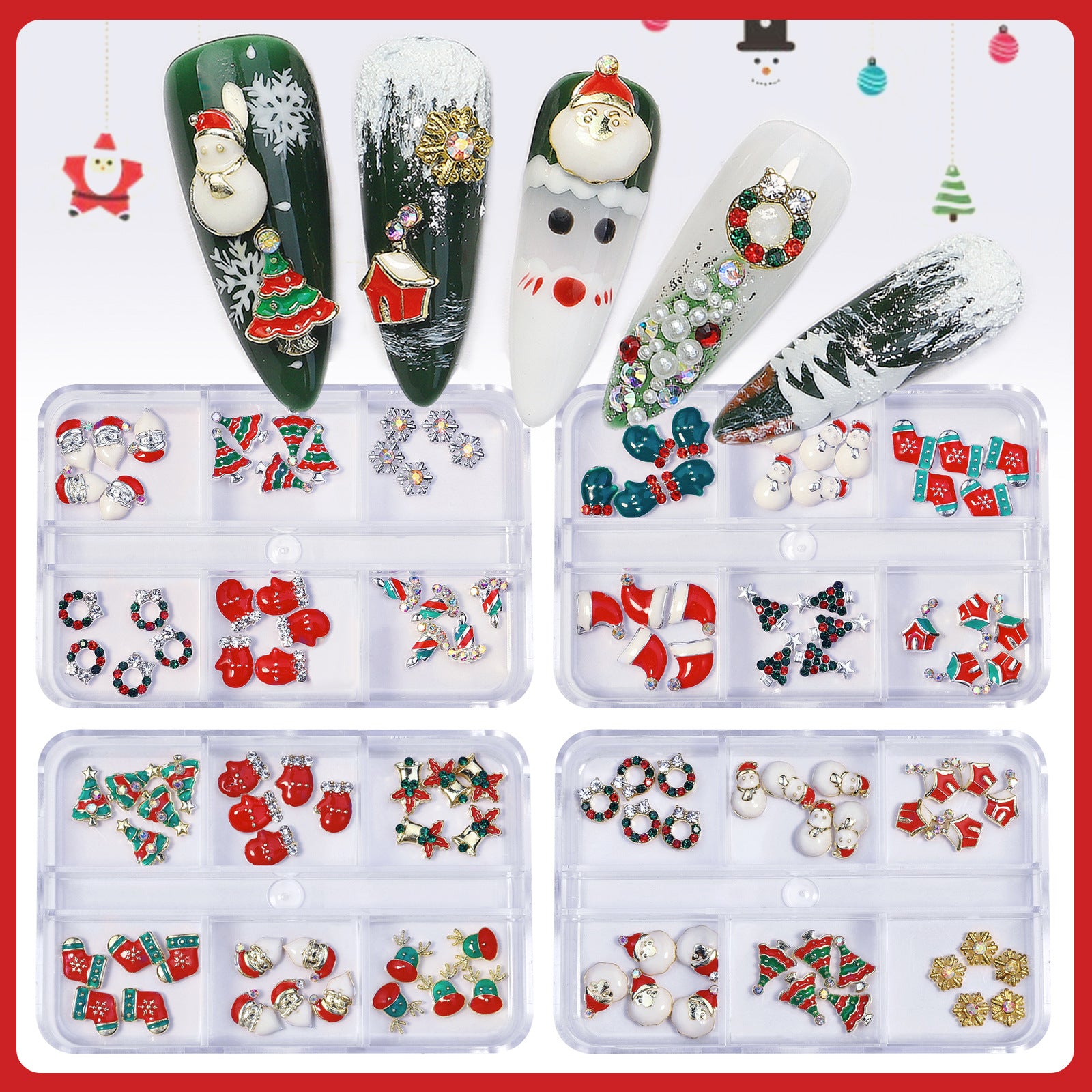 Christmas Alloy Nail Charms Set – 3D Festive Decorations for Holiday Nail Art (MOQ=3)