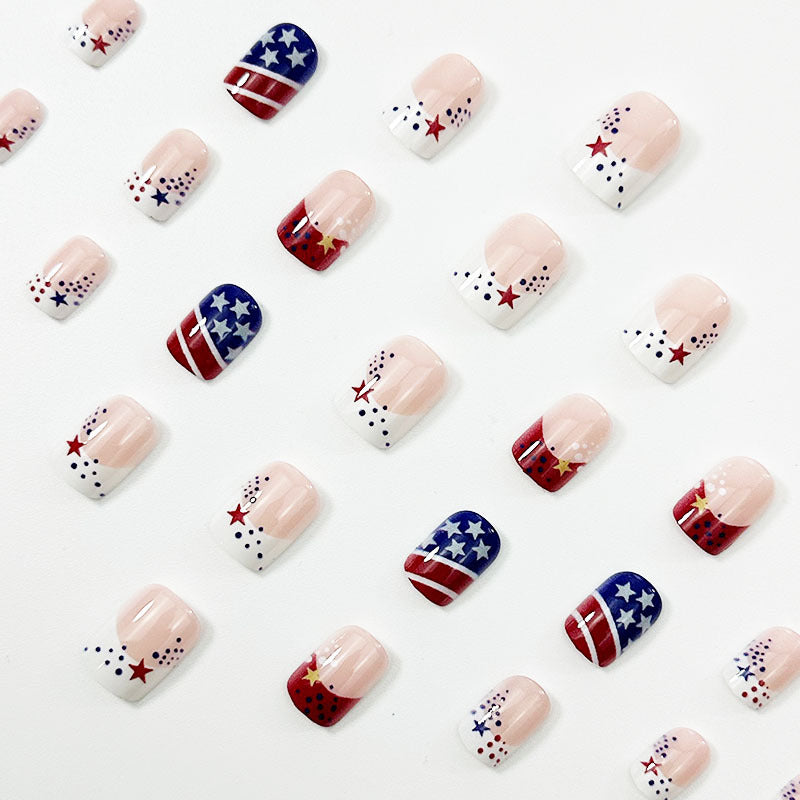 365nails: "Liberty Dots" – Graphic Stars & Polka Printed Short Oval Nails