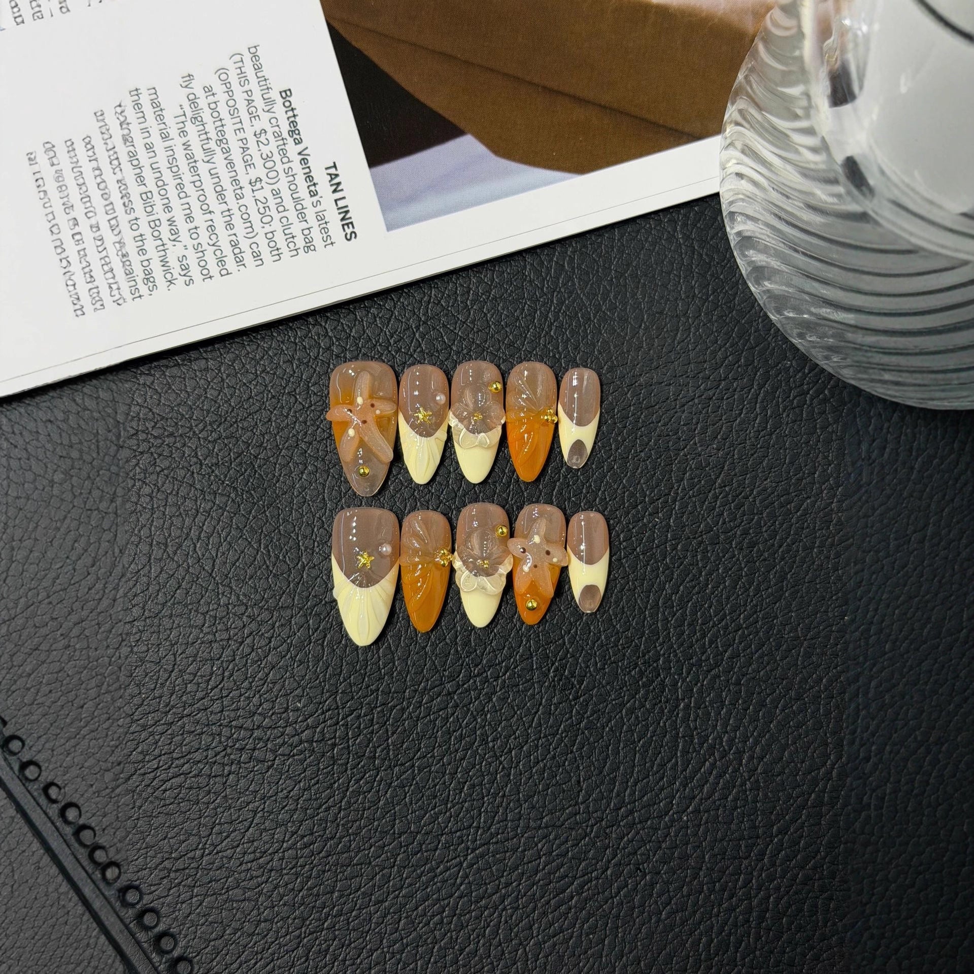 365nails: "Sunset Mirage" – Gradient & 3D Crystal Handmade Stiletto Nails