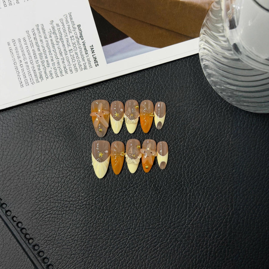 365nails: "Sunset Mirage" – Gradient & 3D Crystal Handmade Stiletto Nails