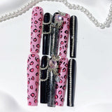 Pink Leopard Black Glam Press On Nail Set