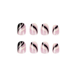 Press on armor, French simple black and white wavy lines Press on armor, short nails art Press on nails press on nails｜365nails