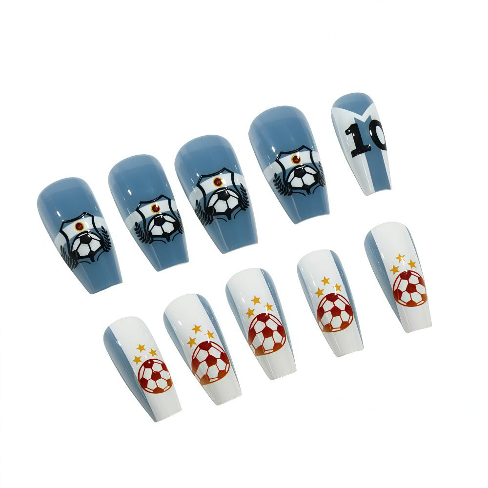 Unhas Postiças Copa do Mundo Azul Céu #10 (Brilhante/24unidades/Caixão Médio)