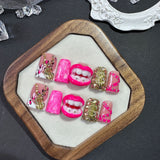 Hot Pink Lips Duckbill Press On Nails