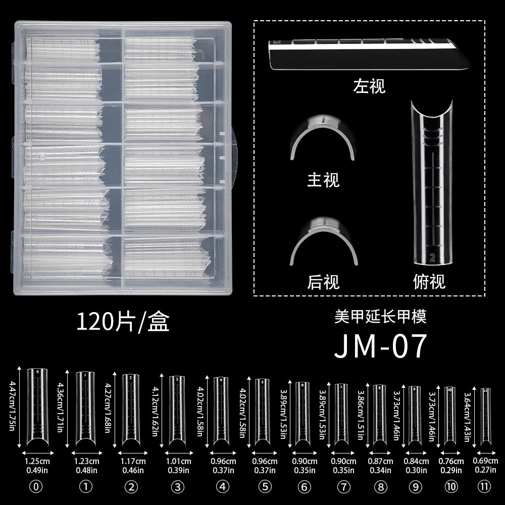 Nail Tips 120 transparent crystal nail molds, boxed with graduated crystal extension nail molds,  rapid phototherapy extension nail molds