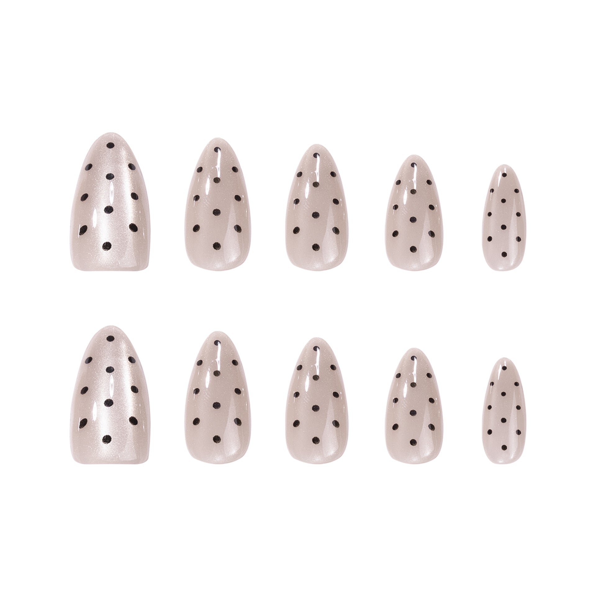 365nails: "Beige Polka Dot Almond" – Classic Nude Press-on Nails