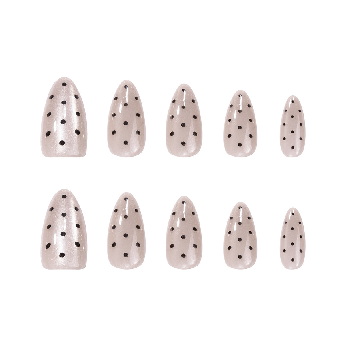 „Sheer Nude Polka Dot Almond“ – klassische minimalistische Press-on-Nägel