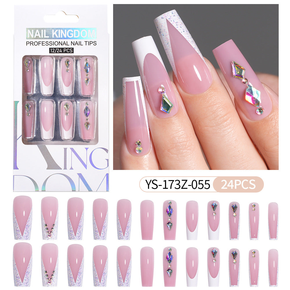 Press on nails fake nail patch extension nail Spice Girl medium rectangle removable 24 pieces with drill manicure