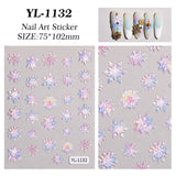 Winter Christmas Snowflake Nail Art Sticker 5D Embossed Three-dimensional White Hollow Snowflake Nail Sticker Ornament YL