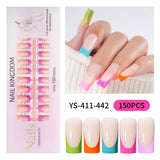 Nail Tips French press on nails  explosion five-color rectangular versatile removable patch manicure 150 pieces fake nail piece