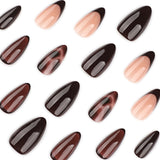 Warm Brown Gradient Nails with Deep Chocolate French Tips