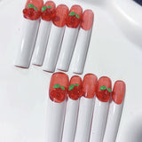 Cherry French White Extra Long Press On Nails