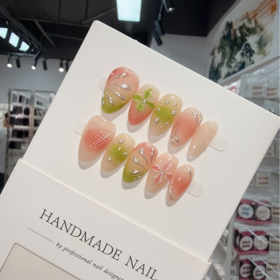 365nails: "Sussurro Pastel" – Unhas Amêndoa 3D Florais Artesanais