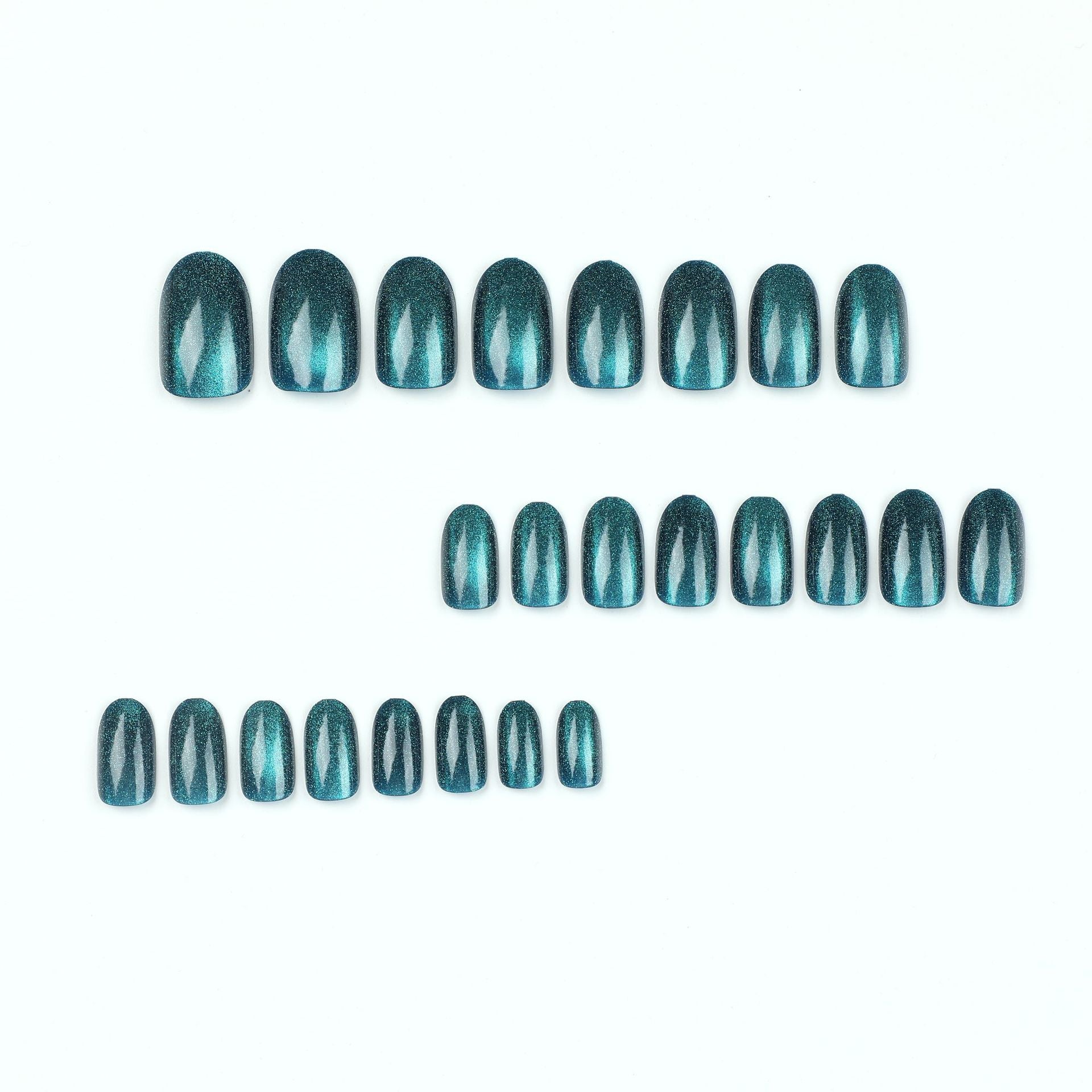 貼紙、貓眼藍短款甲片｜365nails