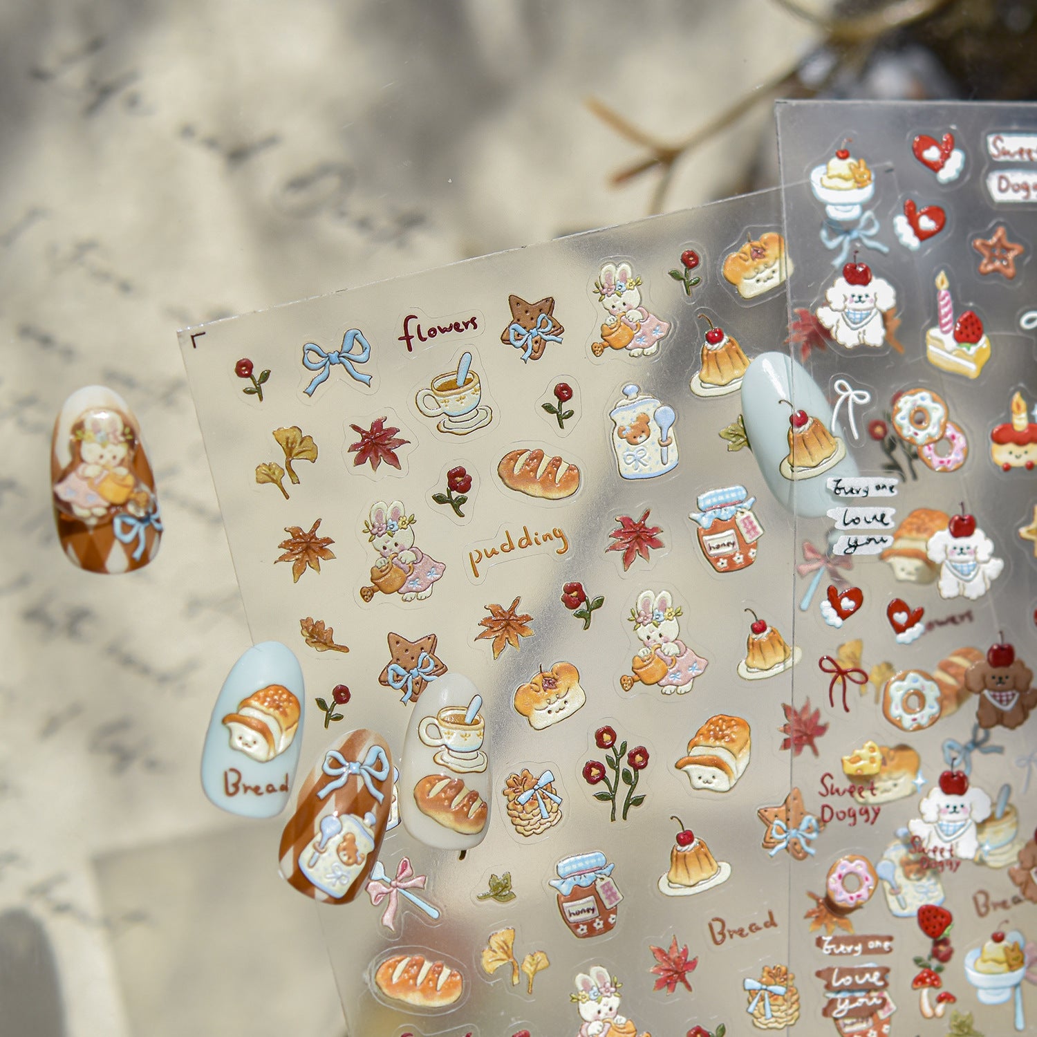 Autumn Bakery & Bunny: "Cozy Harvest" – 5D Embossed Nail Sticker