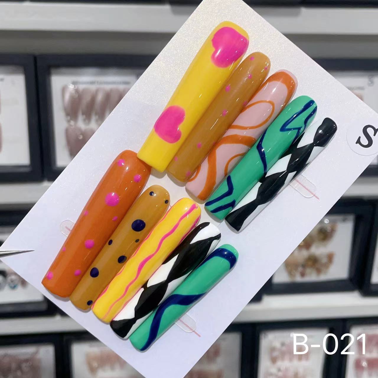 Extra Long 5.5cm Water Pipe Press-On Nails | Handmade Collection | Round Shape