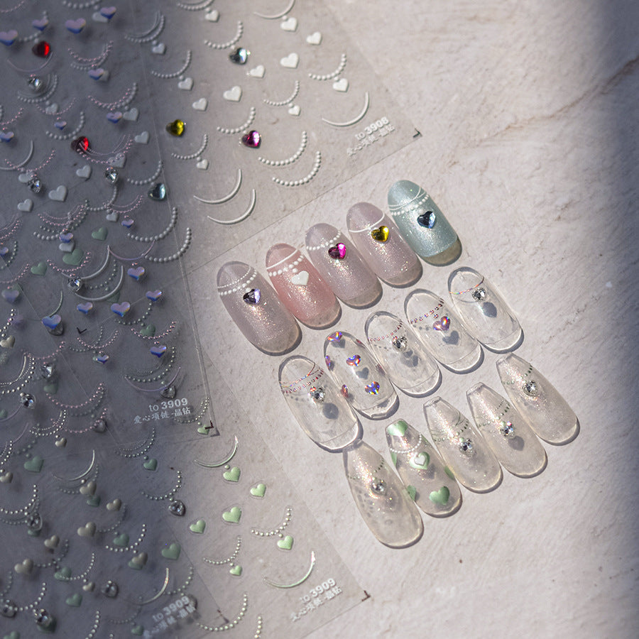 Moon & Heart Crystal – Crystal Diamond Nail Art Accent Set