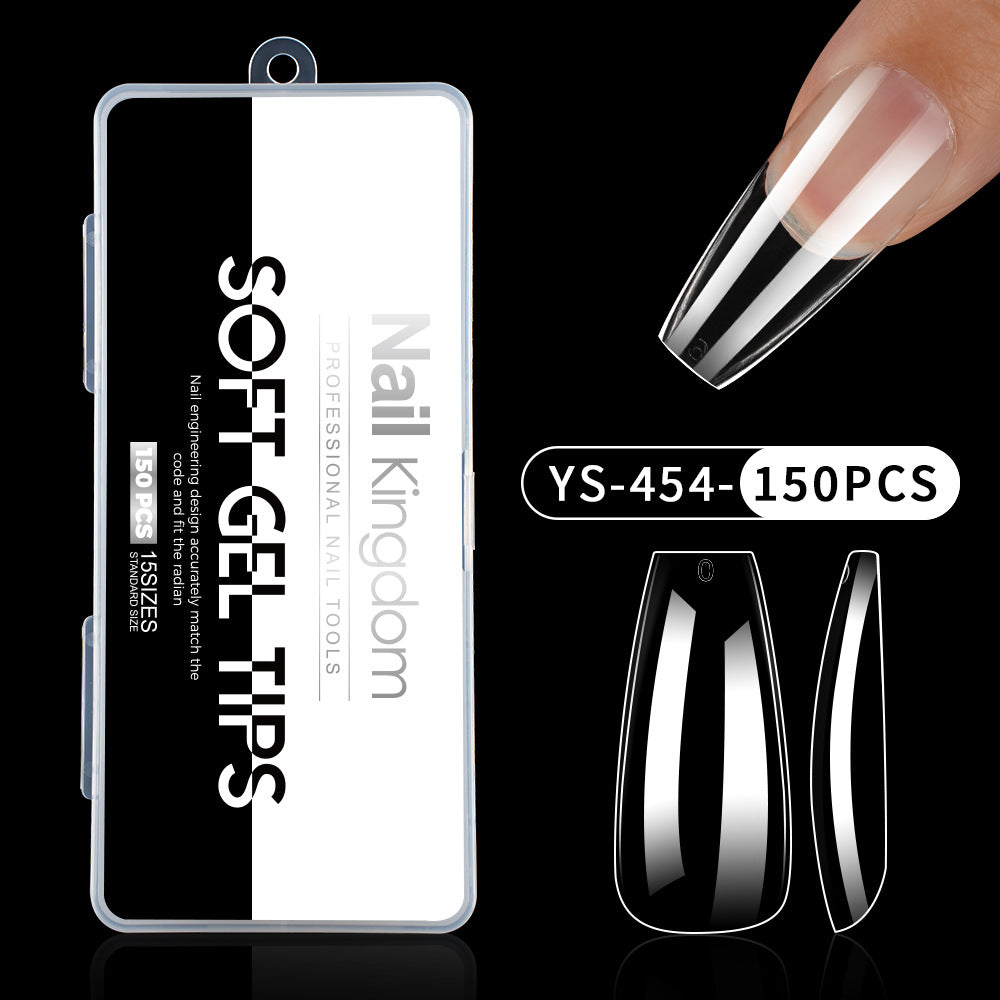 Nail Tips Full number of special nail pads for nail salons, transparent and seamless 150 pcs, boxed press on nails pads, almond trapezoidal fake nails.