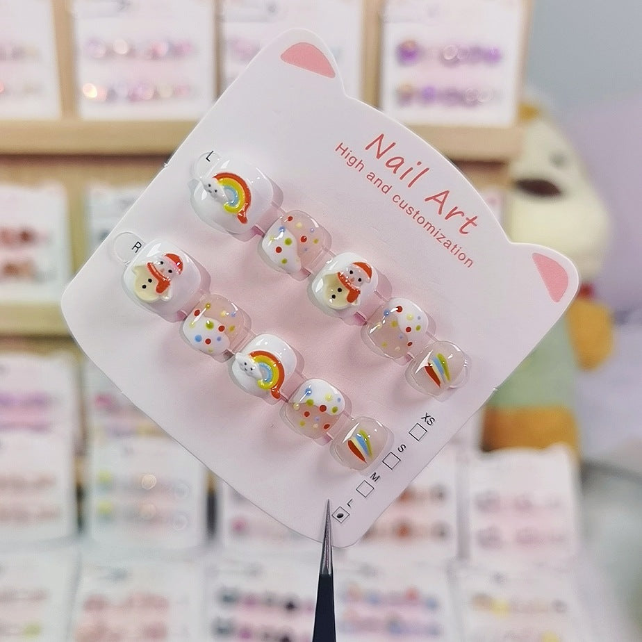 彩虹雪人兒童可愛穿戴甲節日套組