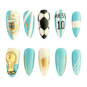 World Cup Argentina Messi #10 Emblem Stiletto Press-On Nails (Elegant/24pcs/Stiletto)