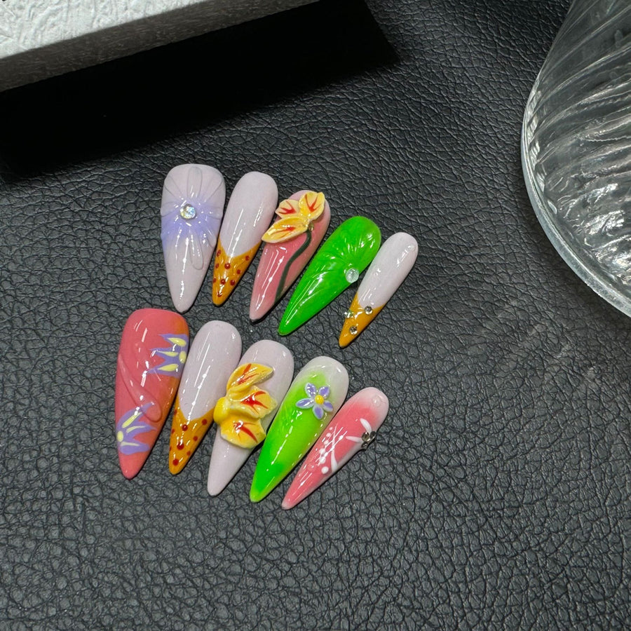 365nails: "Candy Crush" – 3D Abstract Handmade Stiletto Nails