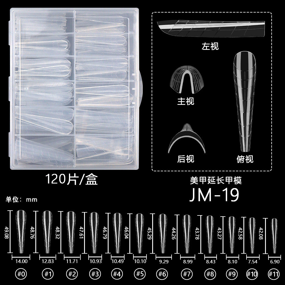 Nail Tips 120 transparent crystal nail molds, boxed with graduated crystal extension nail molds,  rapid phototherapy extension nail molds