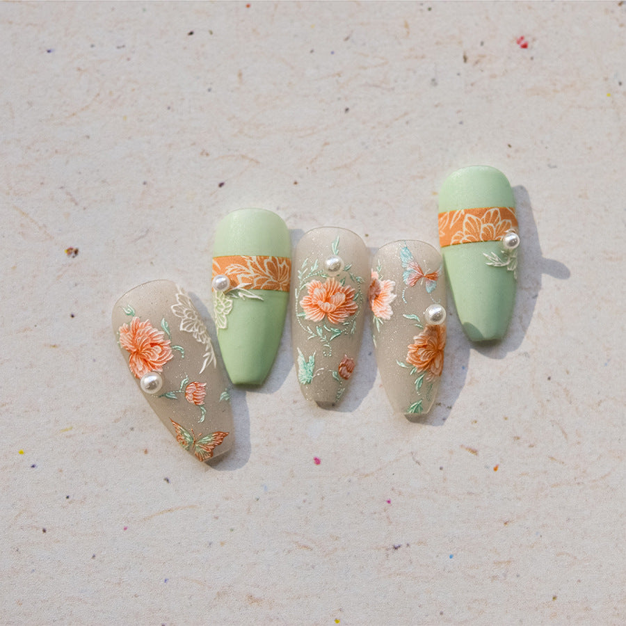 365nails : « Pivoine vintage et papillon » – Autocollants pour ongles floraux