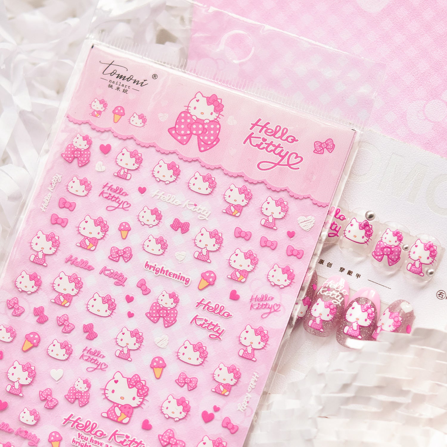 Hello Kitty Pink Bow Collection: "Sweet Kitty" – 3D Embossed Nail Sticker