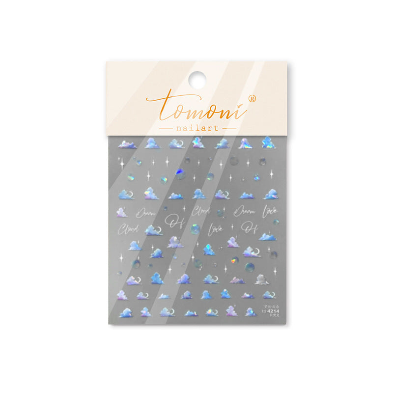Dreamy Cloud: "Holographic Sky" – 3D Embossed Nail Sticker