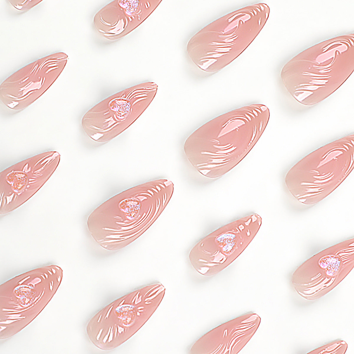 Uñas postizas Aurora 3D con ondas de agua tridimensionales, parche para uñas, punta corta | 365nails