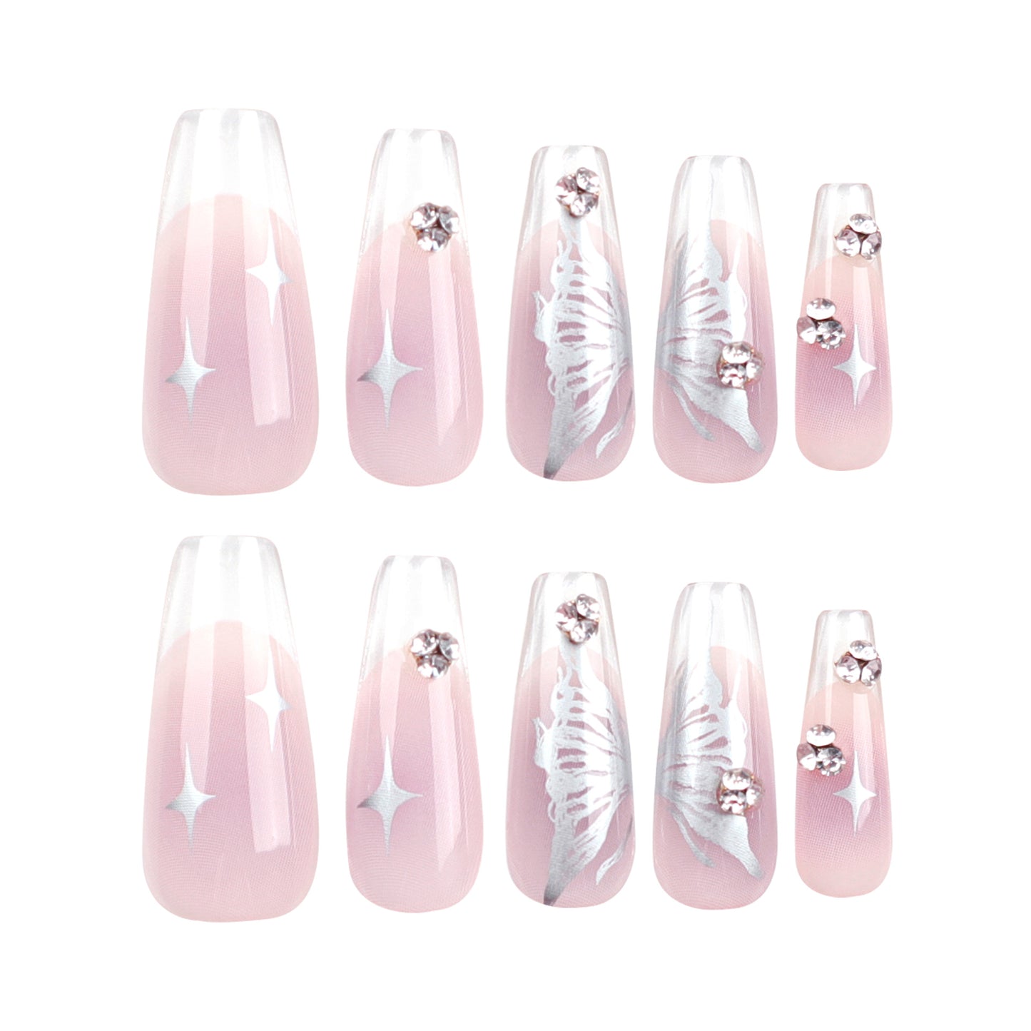 Internet celebrities wear nail pads Finished ins Wind Premium Butterfly Diamond  Patch Removable Nail Pads｜365nails