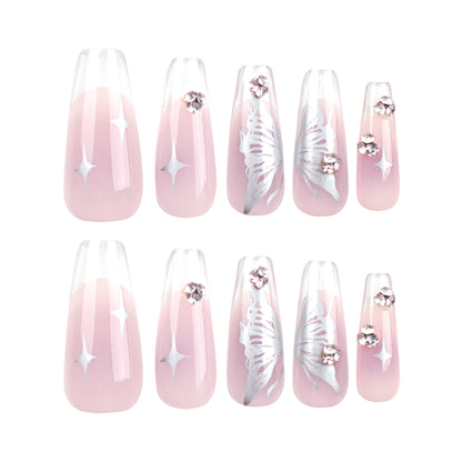 Internet celebrities wear nail pads Finished ins Wind Premium Butterfly Diamond  Patch Removable Nail Pads｜365nails