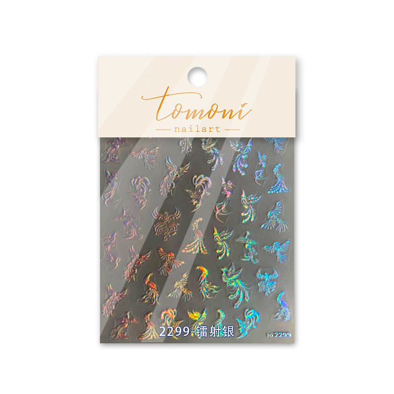 Oriental Phoenix & Cloud: "Celestial Phoenix Scroll" – 5D Embossed Nail Sticker
