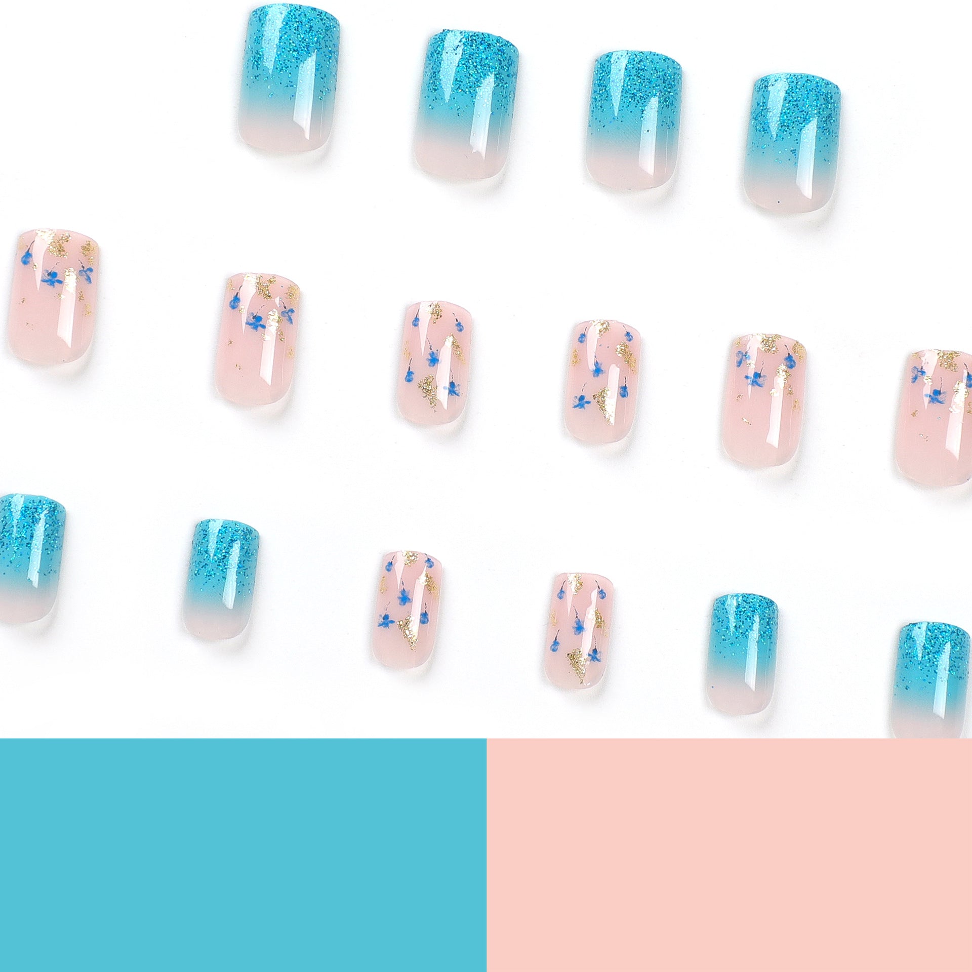 Uñas postizas especiales, uñas postizas extraíbles, uñas con lentejuelas doradas, uñas artísticas, uñas adhesivas, uñas terminadas por piezas | 365nails