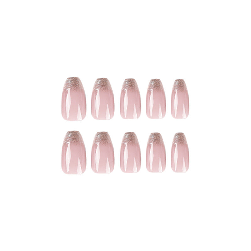 Press-on nails film naked powder short ballet French glitter powder nail patch wholesale nail art press on nails wholesale nails｜365nails