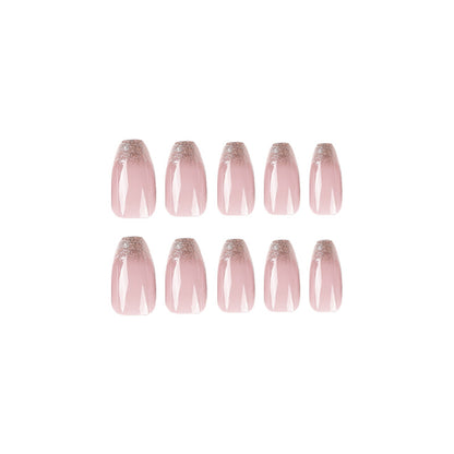 Press-on nails film naked powder short ballet French glitter powder nail patch wholesale nail art press on nails wholesale nails｜365nails