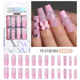 Press on nails fake nail patch extension nail Spice Girl medium rectangle removable 24 pieces with drill manicure