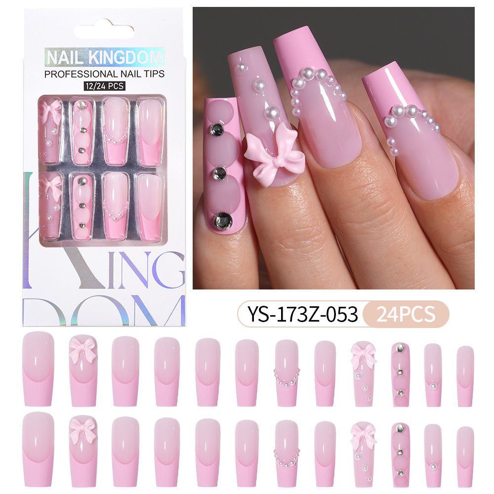Press on nails fake nail patch extension nail Spice Girl medium rectangle removable 24 pieces with drill manicure
