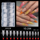 Nail Tips Nail matte, cut-free grinding, semi-sticker, long 240 pieces, boxed transparent water pipe nail patch, fake nail wholesale