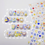 Fresh Floral: "Tulip & Heart" – 3D Embossed Nail Sticker