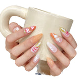 Manicure artesanal pura, unhas de celebridades da Internet, início da primavera, unhas postiças de rosas, estilo fada branca | 365nails