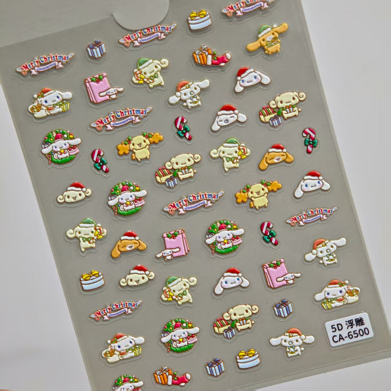 Sanrio Christmas Series Nail Art Sticker 5D Embossed Hello Kitty Melody Kulomi Nail Sticker CA